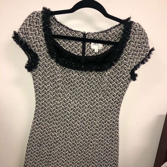 Black and white shirt patterned dress - Picture 1 of 4